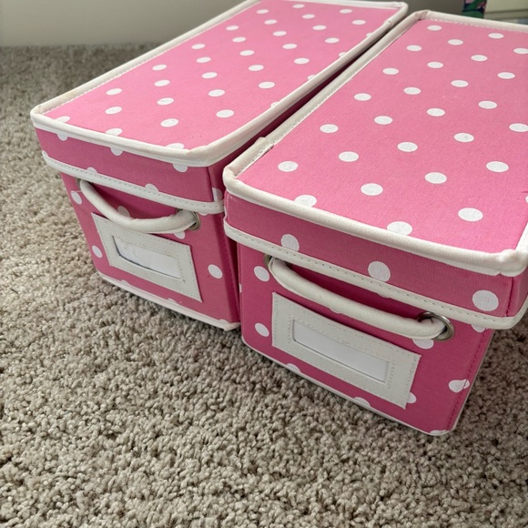 Pottery Barn Teen Dottie Canvas Pink Polka Dot Storage Bins - Picture 8 of 10